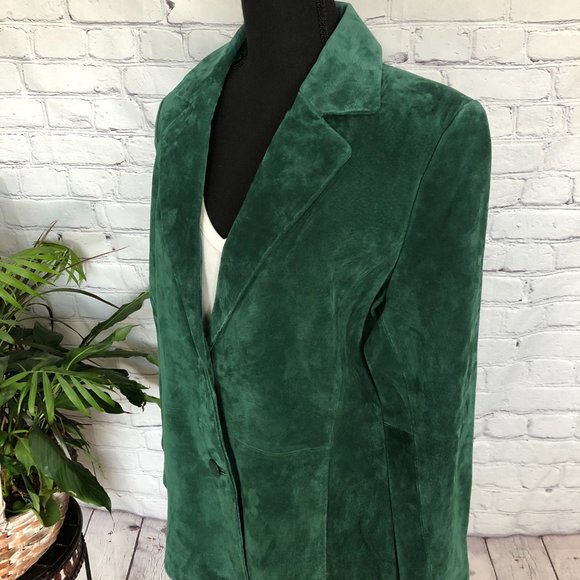 SIENNA Leather Suede Jacket Blazer Green NWOT 14 - Picture 4 of 13